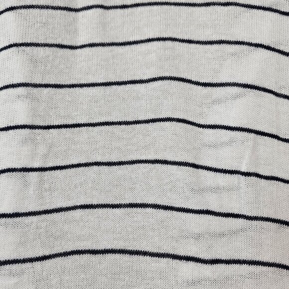 Cynthia Rowley Cardigan Women's Medium White Blue Small Stripe Hood Linen Rayon - Picture 9 of 10